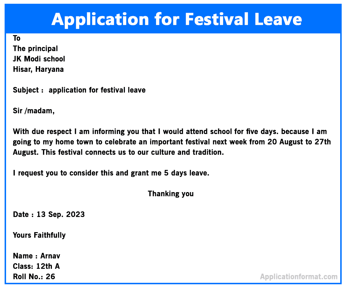 [10+] Application for Festival Leave