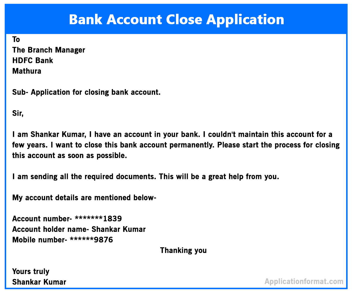 application to bank manager