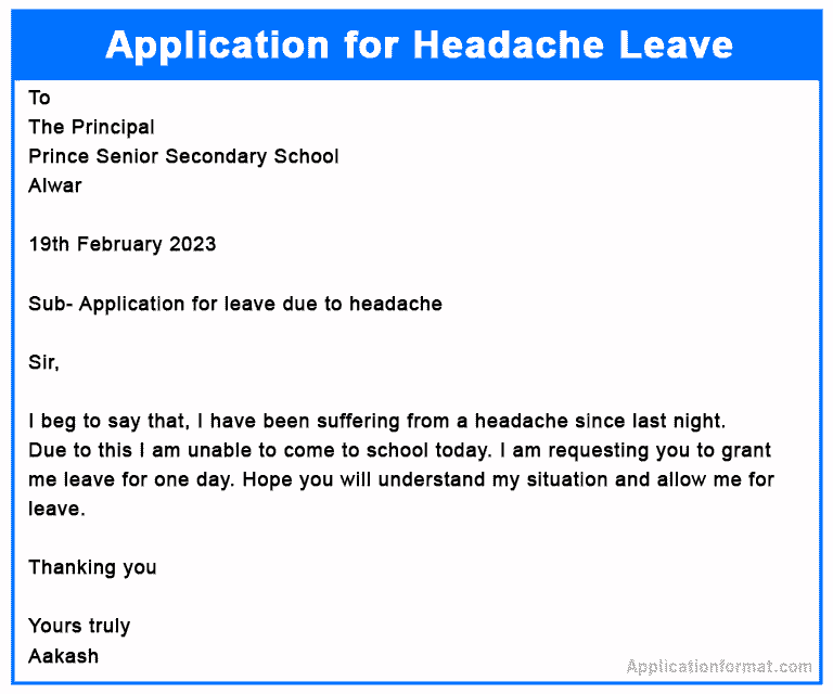 Application for Headache Leave